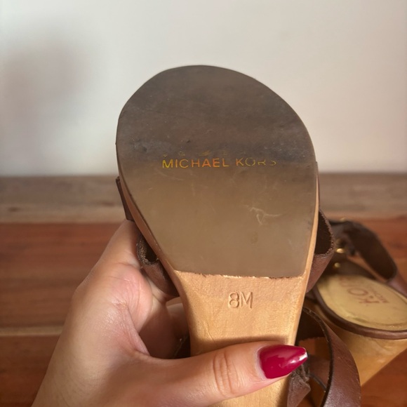 Michael Kors Carla Gladiator Wood Platform Heels Y2K Size 8 - Picture 5 of 6